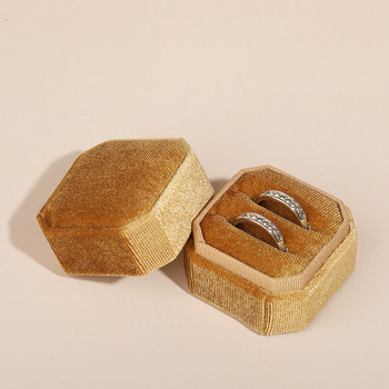 Vintage Οκτάγωνο Τετράγωνο Βελούδινο Μονό και Διπλό Δαχτυλίδι Κουτί με Αποσπώμενο Καπάκι Σκουλαρίκια Πρόταση Δώρα αρραβώνων για τελετή γάμου