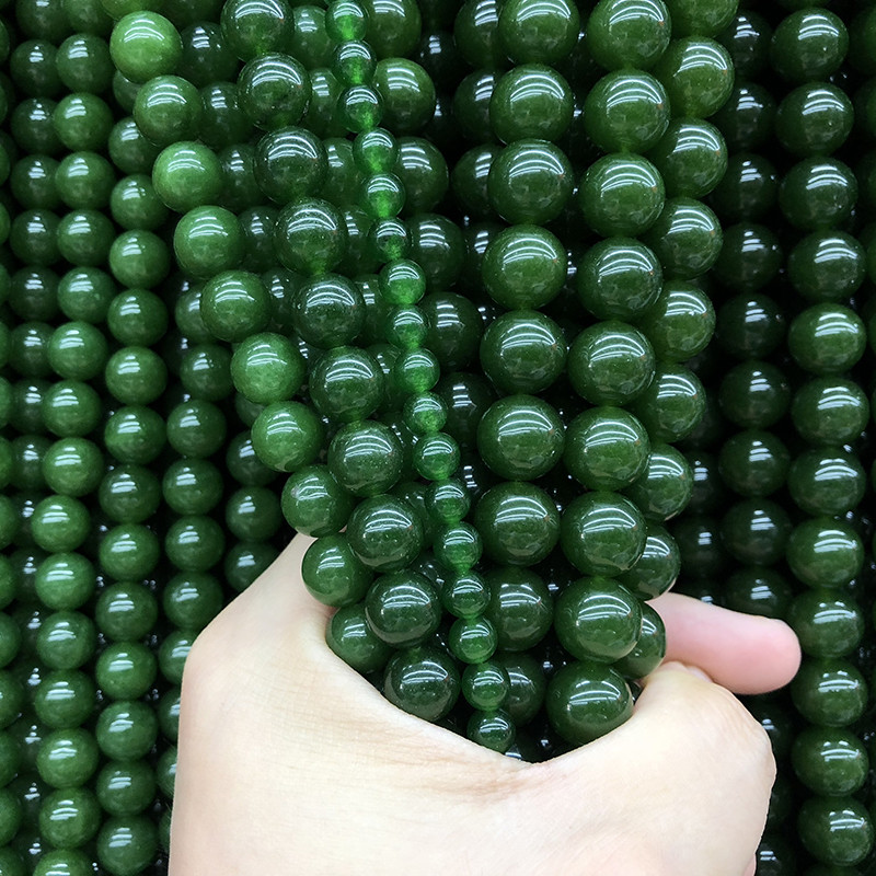 Natūralus akmuo Taivanas Žali Jades karoliukai papuošalams gaminti Karoliukai Apyrankė 15 colių „pasidaryk pats“ apyrankės karoliai 4 6 8 10 12 mm sruogos