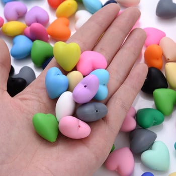 10/20Pcs Heart Silicone Beads 18x20mm Baby Food Grade Teether beads for Jewelry Making Chewing Papifier Clip Findings BPA Free