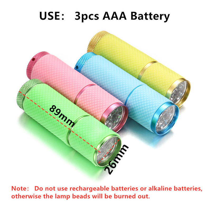 Lanternă UV cu 9 LED-uri Lampă cu lanternă ultravioletă Mucegai epoxidic din rășină pentru vindecare rășină epoxidică adeziv adeziv instrument de fabricare de bijuterii DIY