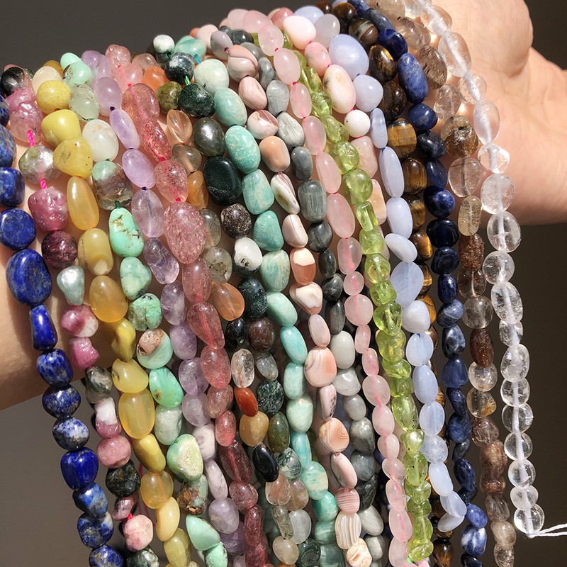 6–8 mm netaisyklingi natūralūs tikri Larimaro akmens karoliukai, laisvi tarpiniai karoliukai, skirti „pasidaryk pats“ papuošalams gaminti Apyrankės karoliai 15 colių sruogos