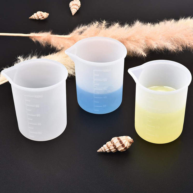 5db 100 ml-es szilikon mérőpohár átlátszó epoxi osztott csészével barkácsoláshoz, UV gyantaforma ékszerkészítő eszközhöz Art Kitchen Lab
