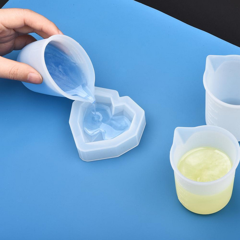 5db 100 ml-es szilikon mérőpohár átlátszó epoxi osztott csészével barkácsoláshoz, UV gyantaforma ékszerkészítő eszközhöz Art Kitchen Lab