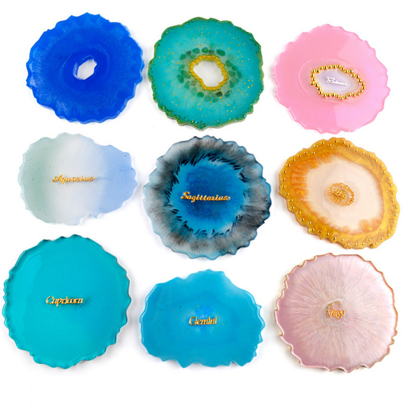 1 tk Ebaregulaarsed alustealuste silikoonvormid UV-epoksüvaiguvormid veiniklaasi kohvialuste kandiku valmistamiseks, ehete tööriistad