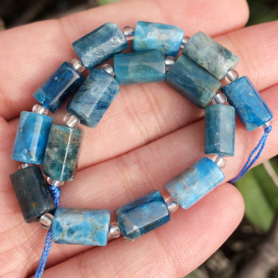 Χάντρες από φυσική πέτρα Μαύρη τουρμαλίνη σε σχήμα κυλίνδρου Loose Spacer Beads for Jewelry Making DIY βραχιόλι αξεσουάρ 7,5``