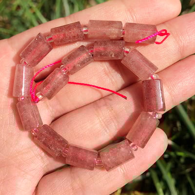 Χάντρες από φυσική πέτρα Μαύρη τουρμαλίνη σε σχήμα κυλίνδρου Loose Spacer Beads for Jewelry Making DIY βραχιόλι αξεσουάρ 7,5``