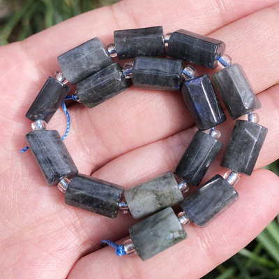 Χάντρες από φυσική πέτρα Μαύρη τουρμαλίνη σε σχήμα κυλίνδρου Loose Spacer Beads for Jewelry Making DIY βραχιόλι αξεσουάρ 7,5``