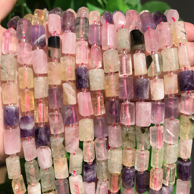 Χάντρες από φυσική πέτρα Μαύρη τουρμαλίνη σε σχήμα κυλίνδρου Loose Spacer Beads for Jewelry Making DIY βραχιόλι αξεσουάρ 7,5``