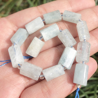 Χάντρες από φυσική πέτρα Μαύρη τουρμαλίνη σε σχήμα κυλίνδρου Loose Spacer Beads for Jewelry Making DIY βραχιόλι αξεσουάρ 7,5``