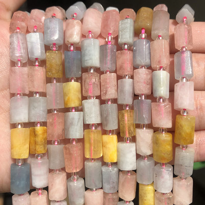 Χάντρες από φυσική πέτρα Μαύρη τουρμαλίνη σε σχήμα κυλίνδρου Loose Spacer Beads for Jewelry Making DIY βραχιόλι αξεσουάρ 7,5``