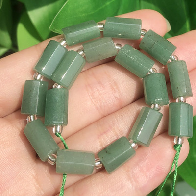 Χάντρες από φυσική πέτρα Μαύρη τουρμαλίνη σε σχήμα κυλίνδρου Loose Spacer Beads for Jewelry Making DIY βραχιόλι αξεσουάρ 7,5``