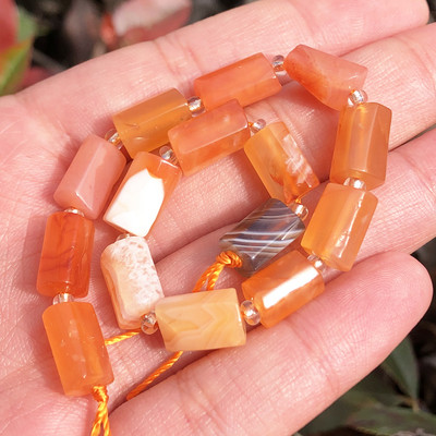 Χάντρες από φυσική πέτρα Μαύρη τουρμαλίνη σε σχήμα κυλίνδρου Loose Spacer Beads for Jewelry Making DIY βραχιόλι αξεσουάρ 7,5``