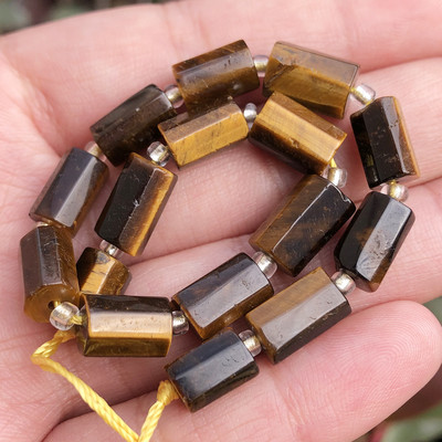 Χάντρες από φυσική πέτρα Μαύρη τουρμαλίνη σε σχήμα κυλίνδρου Loose Spacer Beads for Jewelry Making DIY βραχιόλι αξεσουάρ 7,5``