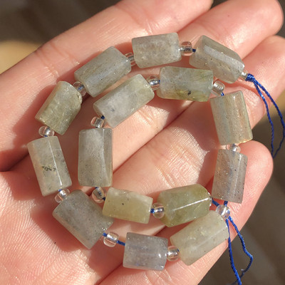 Χάντρες από φυσική πέτρα Μαύρη τουρμαλίνη σε σχήμα κυλίνδρου Loose Spacer Beads for Jewelry Making DIY βραχιόλι αξεσουάρ 7,5``