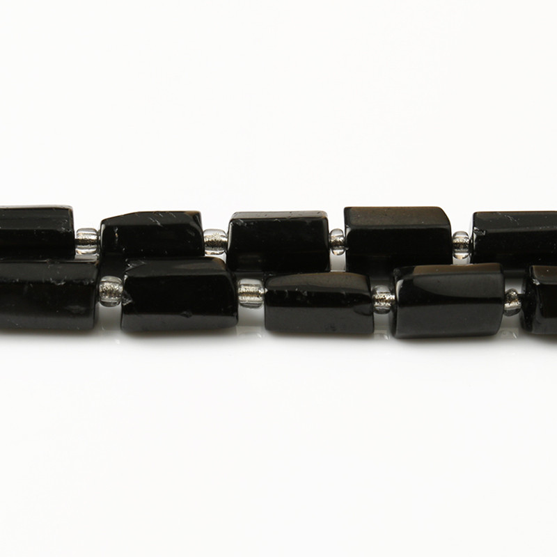Χάντρες από φυσική πέτρα Μαύρη τουρμαλίνη σε σχήμα κυλίνδρου Loose Spacer Beads for Jewelry Making DIY βραχιόλι αξεσουάρ 7,5``