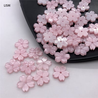 50 db/csomag szilva sakura virág színes laza gyöngyök barkács ékszerkészítéshez, kézzel készített anyagból hajkiegészítők nagykereskedelme 12mm LISM