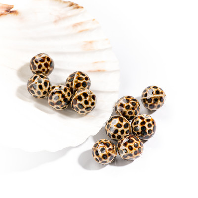 15 # 10 buc. Mărgele ceramice leopard de înaltă calitate Accesorii pentru bijuterii din porțelan #MY262