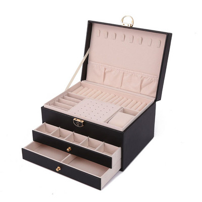 Design de modă Cutie de bijuterii din piele Cutie pentru ceas Pachet de bijuterii Depozitare Spațiu mare Inel Suport colier Brățară Vânzare caldă