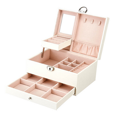 Design de modă Cutie de bijuterii din piele Cutie pentru ceas Pachet de bijuterii Depozitare Spațiu mare Inel Suport colier Brățară Vânzare caldă