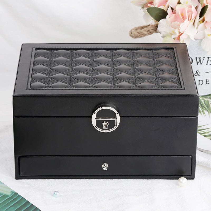 Design de modă Cutie de bijuterii din piele Cutie pentru ceas Pachet de bijuterii Depozitare Spațiu mare Inel Suport colier Brățară Vânzare caldă