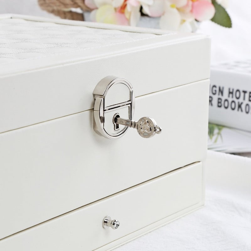 Design de modă Cutie de bijuterii din piele Cutie pentru ceas Pachet de bijuterii Depozitare Spațiu mare Inel Suport colier Brățară Vânzare caldă