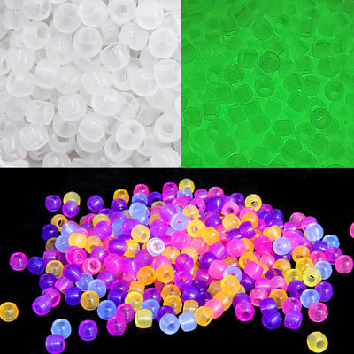 100Pcs 6x8mm UV Reactive Beads DIY Βραχιόλι Κολιέ Κοσμήματα Αξεσουάρ που αλλάζουν χρώμα Φωτεινές ακρυλικές χάντρες λάμπουν στο σκοτάδι