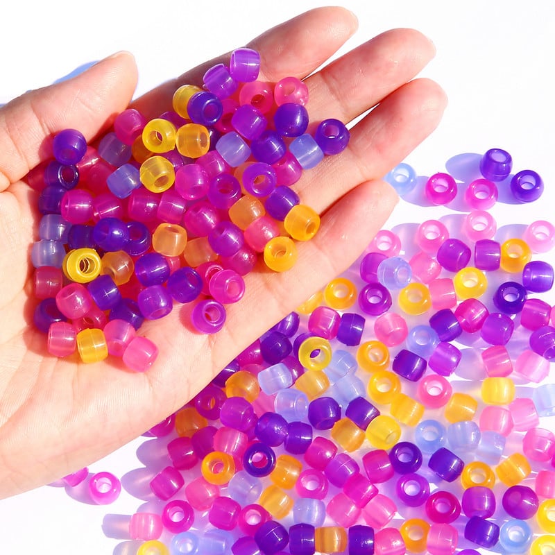 100db 6x8mm UV-reaktív gyöngyök barkácsolás karkötő nyaklánc ékszer kiegészítők színváltó világító akril gyöngyök világít a sötétben