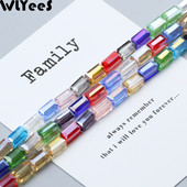 WLYeeS 4x8mm osztrák téglalap kristálygyöngy 50db vegyes színű üveg Space laza gyöngy barkács ékszer karkötő készítés nagykereskedés