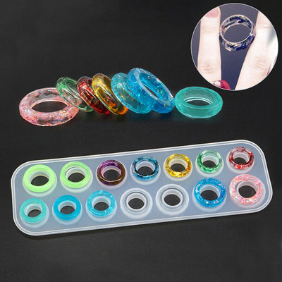 14 Hole Rings Mold Collection Handmade DIY Making Ring Jewelry Silicone Mold Crystal Epoxy Mould Epoxy Resin For Jewelry Making