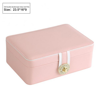 Jewelry Box Storage Organizer Απλή διπλής στρώσης Ταξιδιωτική δερμάτινη φορητή βιτρίνα Σκουλαρίκι δαχτυλίδι κολιέ Θήκη κοσμημάτων