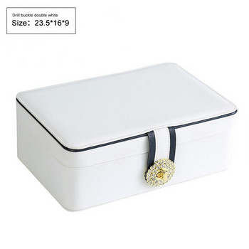 Jewelry Box Storage Organizer Απλή διπλής στρώσης Ταξιδιωτική δερμάτινη φορητή βιτρίνα Σκουλαρίκι δαχτυλίδι κολιέ Θήκη κοσμημάτων