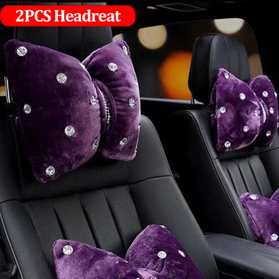 2 buc. pernă pentru gât mașină cu stras pentru tetiera auto pentru scaun, spate, talie, suport lombar, perne, accesorii pentru decorarea interioară a mașinii
