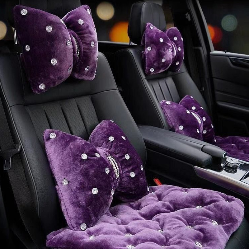 2 buc. pernă pentru gât mașină cu stras pentru tetiera auto pentru scaun, spate, talie, suport lombar, perne, accesorii pentru decorarea interioară a mașinii