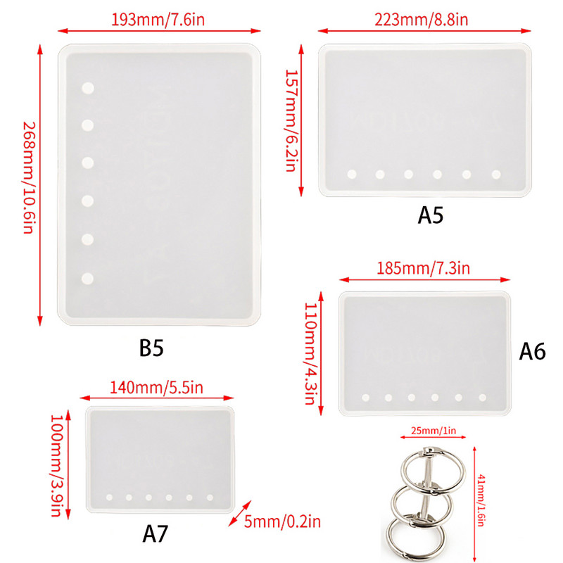 Notebook borító szilikon forma átlátszó könyv UV forma epoxigyanta öntőformák barkácsoláshoz notebook naplókönyv Scrapbook A5 A6 A7