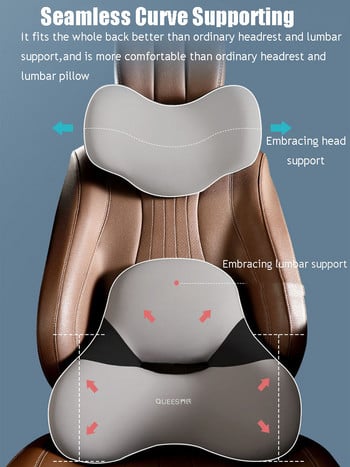 Μαξιλάρι λαιμού μνήμης αυτοκινήτου Μαξιλάρι οσφυϊκής υποστήριξης Αναπνεύσιμο αυτόματο κάθισμα Ταξίδι Relax Head Supports στη μέση Σετ Ρυθμιζόμενο προσκέφαλο