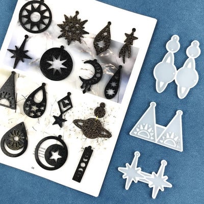 Csillagászati elem fülbevaló medál epoxigyanta formák Star Moon nyaklánc kulcstartó szilikon forma ékszer formák gyanta öntéshez