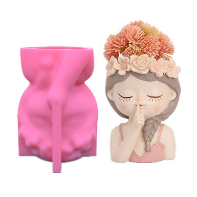 Silikonski kalup 3D slatka djevojka, mačka, gipsani kalup za teglice za cvijeće DIY rukotvorine, gipsane svijeće, kristalna vaza od epoksidne smole Napravite kalup