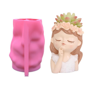 Silikonski kalup 3D slatka djevojka, mačka, gipsani kalup za teglice za cvijeće DIY rukotvorine, gipsane svijeće, kristalna vaza od epoksidne smole Napravite kalup