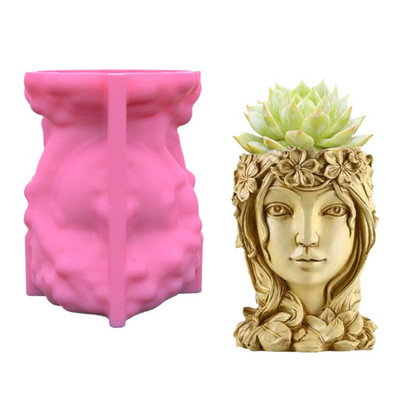 Silikonski kalup 3D slatka djevojka, mačka, gipsani kalup za teglice za cvijeće DIY rukotvorine, gipsane svijeće, kristalna vaza od epoksidne smole Napravite kalup