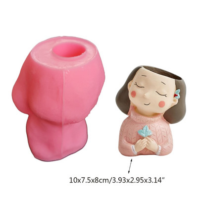 Silikonski kalup 3D slatka djevojka, mačka, gipsani kalup za teglice za cvijeće DIY rukotvorine, gipsane svijeće, kristalna vaza od epoksidne smole Napravite kalup