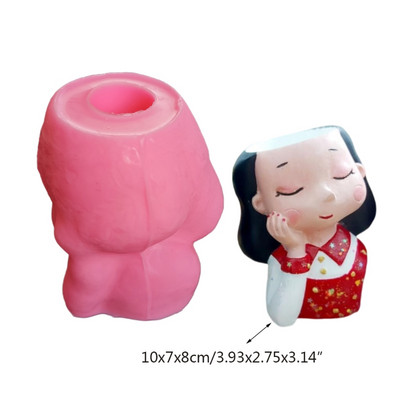 Silikonski kalup 3D slatka djevojka, mačka, gipsani kalup za teglice za cvijeće DIY rukotvorine, gipsane svijeće, kristalna vaza od epoksidne smole Napravite kalup