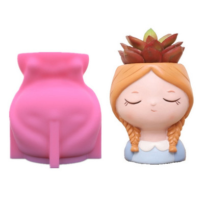 Silikonski kalup 3D slatka djevojka, mačka, gipsani kalup za teglice za cvijeće DIY rukotvorine, gipsane svijeće, kristalna vaza od epoksidne smole Napravite kalup