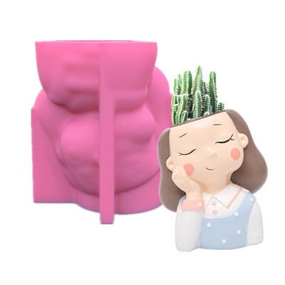 Silikonski kalup 3D slatka djevojka, mačka, gipsani kalup za teglice za cvijeće DIY rukotvorine, gipsane svijeće, kristalna vaza od epoksidne smole Napravite kalup