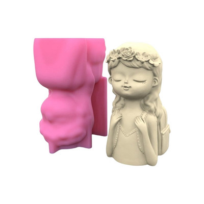 Silikonski kalup 3D slatka djevojka, mačka, gipsani kalup za teglice za cvijeće DIY rukotvorine, gipsane svijeće, kristalna vaza od epoksidne smole Napravite kalup
