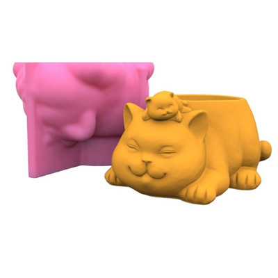 Silikonski kalup 3D slatka djevojka, mačka, gipsani kalup za teglice za cvijeće DIY rukotvorine, gipsane svijeće, kristalna vaza od epoksidne smole Napravite kalup