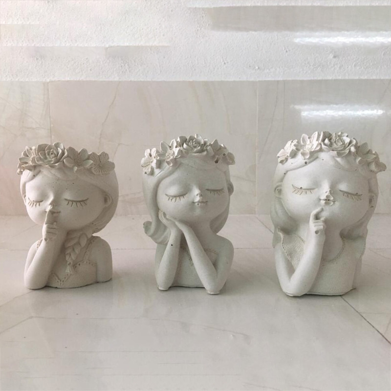 Silikonski kalup 3D slatka djevojka, mačka, gipsani kalup za teglice za cvijeće DIY rukotvorine, gipsane svijeće, kristalna vaza od epoksidne smole Napravite kalup