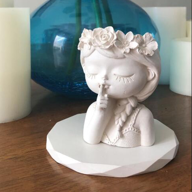 Silikonski kalup 3D slatka djevojka, mačka, gipsani kalup za teglice za cvijeće DIY rukotvorine, gipsane svijeće, kristalna vaza od epoksidne smole Napravite kalup