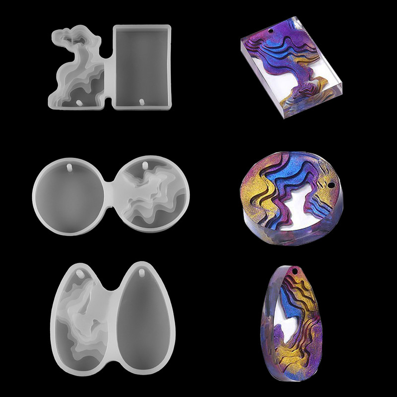 Splice Island Mountains Matrite din silicon din rasina epoxidica matrite din rasina epoxidica pentru flori uscate, decorative pentru fabricarea de bijuterii cu pandantiv