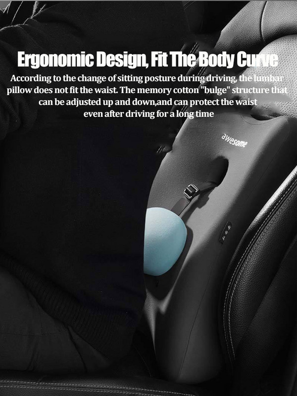 Automobilio juosmens nugaros atrama galvos atrama kaklo pagalvė atminties putplasčio juosmens pagalvė laikysenos koregavimo sėdynės pagalvėlė, skirta automobilio namų biurui