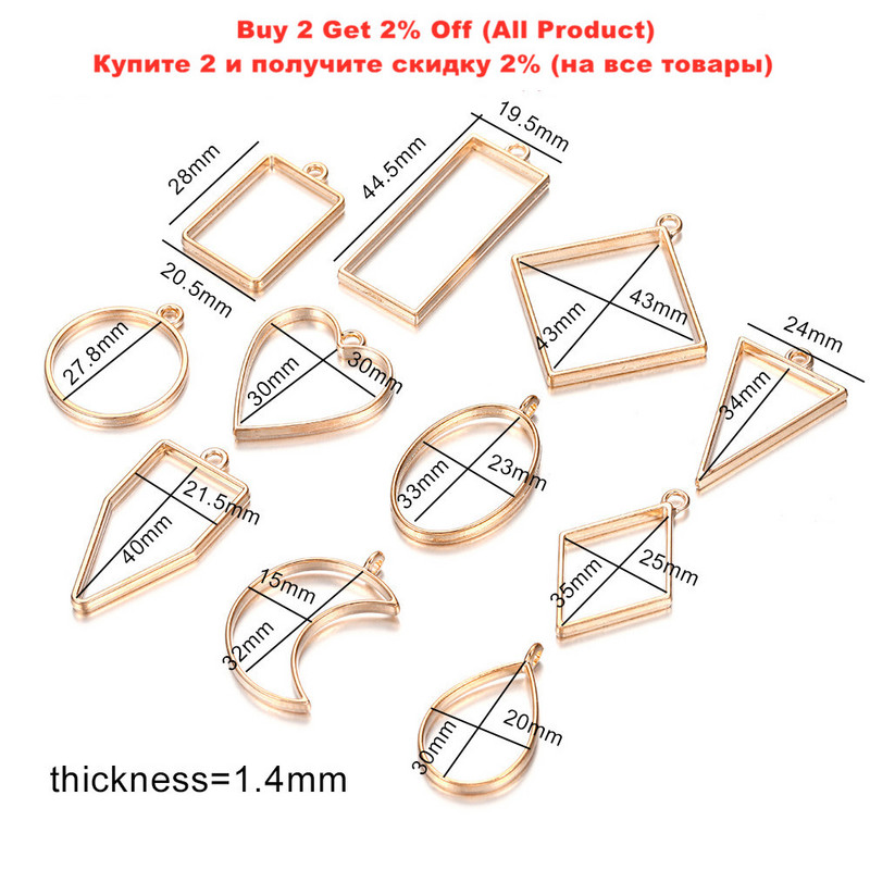 11Pcs/Lot 8 boja raznih geometrijskih šupljih prešanih cvjetnih okvira, privjesaka, smole za izradu nakita, ogrlica, kalup za privjesak